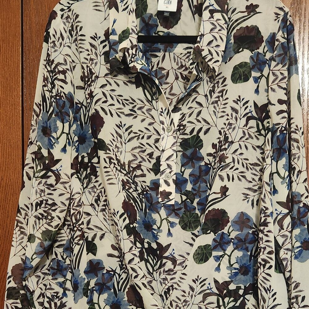 Cabi Blouse purple and blue flowers